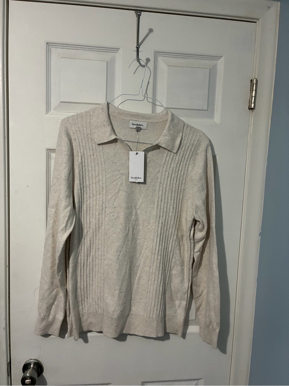 Goodfellow & Co Men's Cream Collared V-Neck Sweater